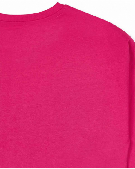 T-shirt rosa lavorata a maglia per bambina della collezione