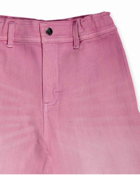 Pantaloni larghi rosa piatti per bambina della collezione