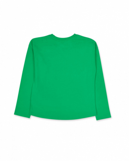 T-shirt lunga verde in maglia per bambina della collezione