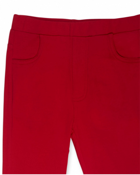 Leggings rossi in maglia per bambina Basics