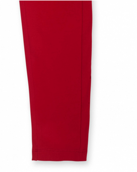 Leggings rossi in maglia per bambina Basics