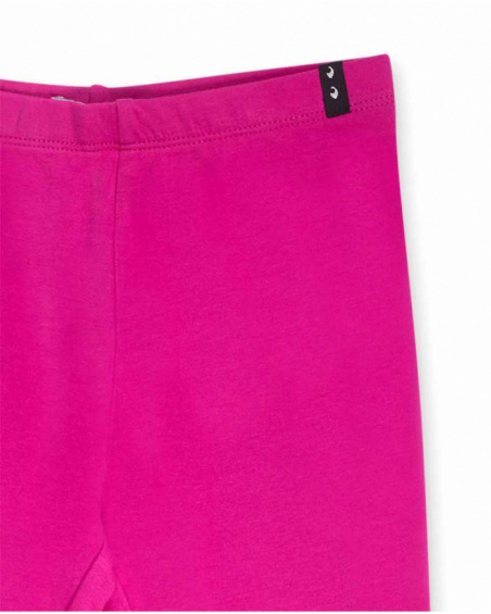 Leggings basic in maglia rosa per bambina