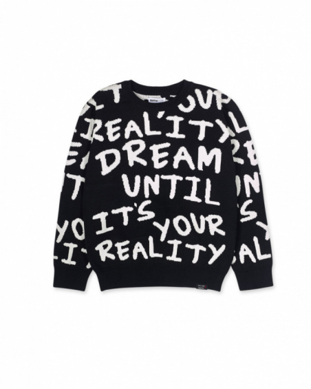 Maglione nero in tricot per bambino della collezione Let's Rock