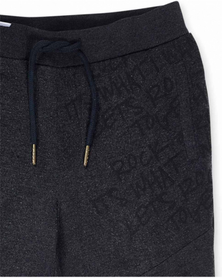 Pantaloni neri in maglia per ragazzi della collezione Let's