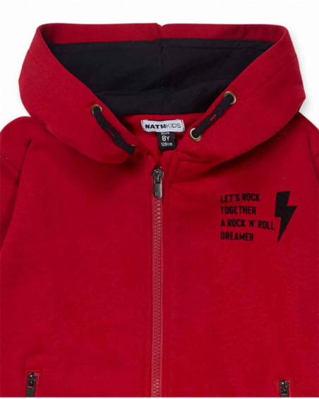 Giacca rossa in maglia per ragazzi della collezione Let's Rock