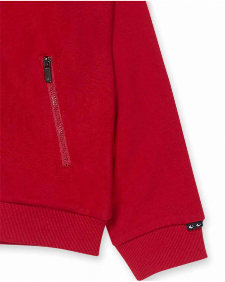 Giacca rossa in maglia per ragazzi della collezione Let's Rock