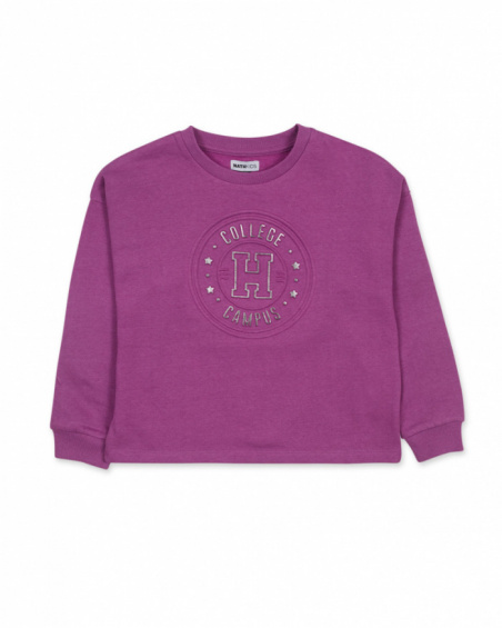 Felpa lilla in maglia per bambina della collezione Love to Learn
