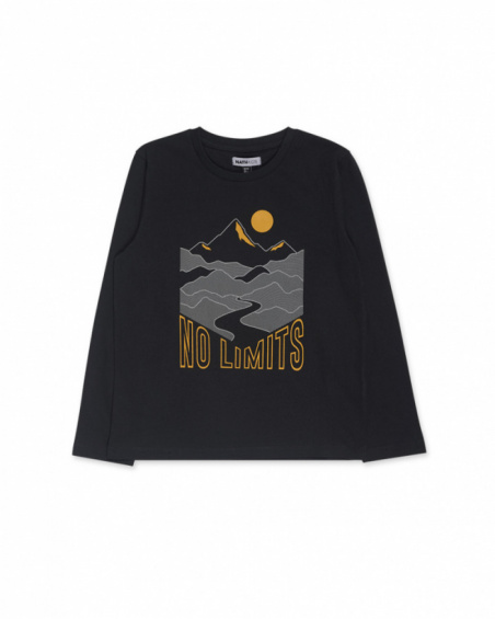 T-shirt nera in maglia per la collezione bambino New Horizons