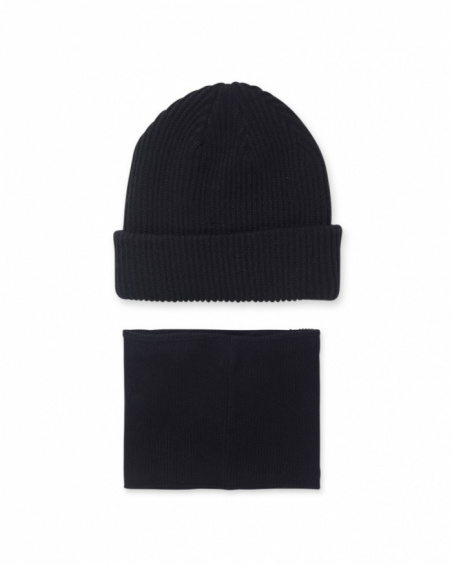 Cappello e sciarpa in maglia nera per la collezione SK8 Park da