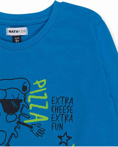 T-shirt blu in maglia per bambino della collezione SK8 Park