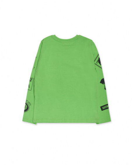T-shirt verde in maglia per bambino della collezione SK8 Park
