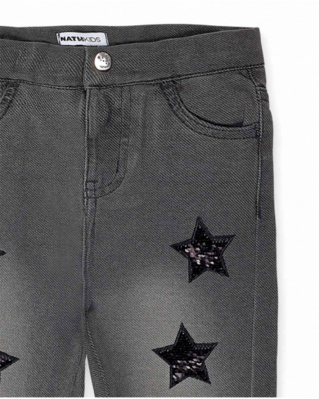 Pantaloni neri in maglia per bambina della collezione Starlight