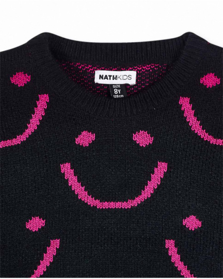 Maglia nera in tricot per bambina della collezione Happy World