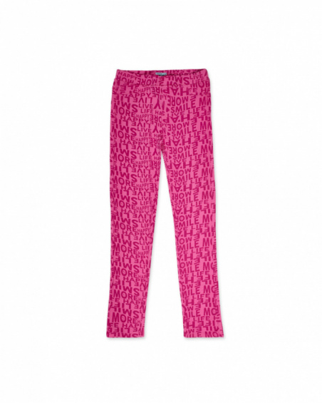 Leggings rosa in maglia per bambina della collezione Happy World