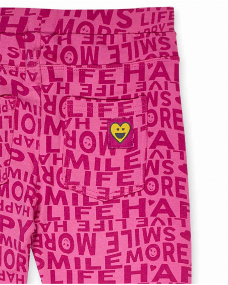 Leggings rosa in maglia per bambina della collezione Happy World