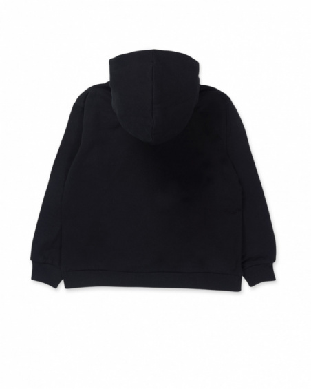 Felpa nera in maglia per bambina della collezione Happy World