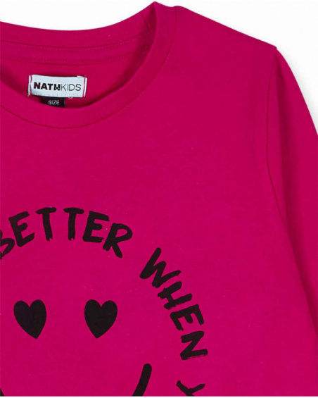 T-shirt rosa in maglia per bambina della collezione Happy World