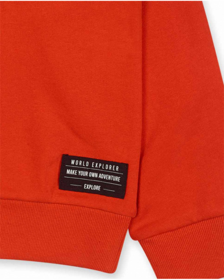Felpa arancione in maglia per ragazzi della collezione Try New