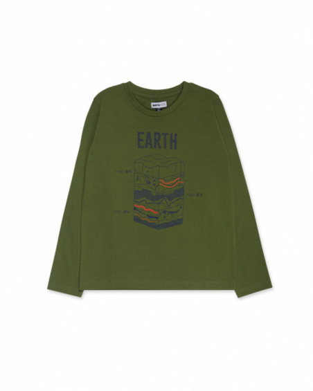 T-shirt verde lavorata a maglia per bambino della collezione