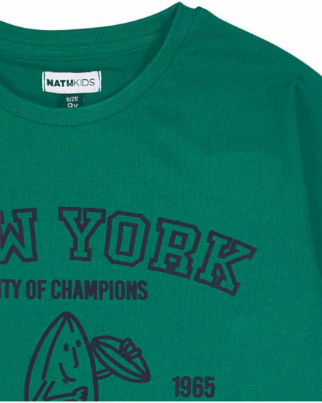 T-shirt verde in maglia per bambino della collezione Varsity