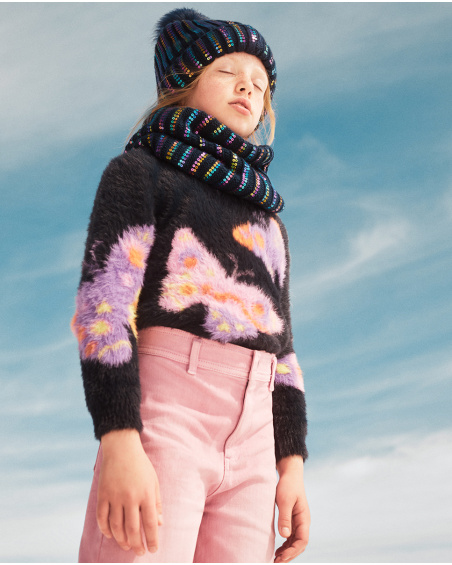Maglia blu in tricot per bambina della collezione Digital