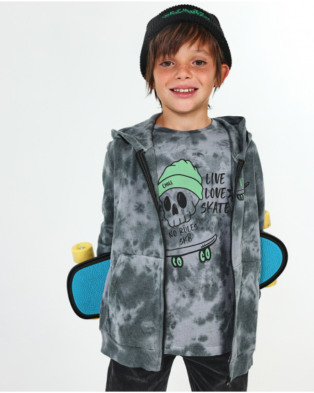 T-shirt grigia in maglia per bambino della collezione SK8 Park