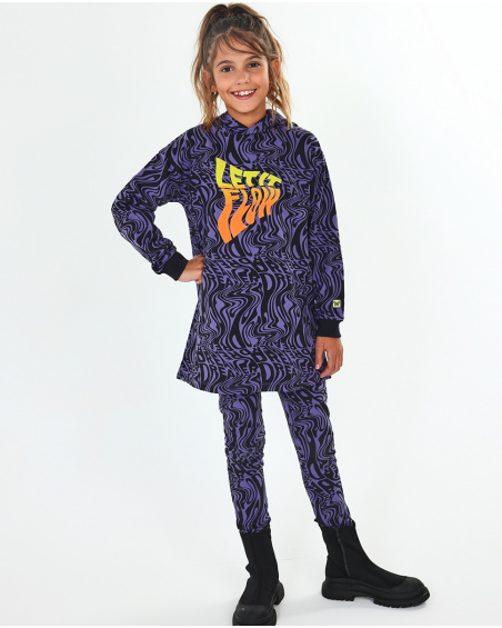 Leggings lilla in maglia per bambina della collezione Digital