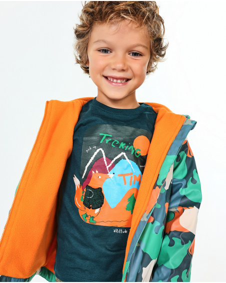 T-shirt verde in maglia per bambino Trecking Time