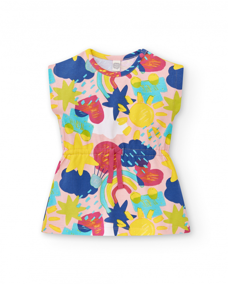 Abito in maglia giallo da bambina collezione Run Sing Jump
