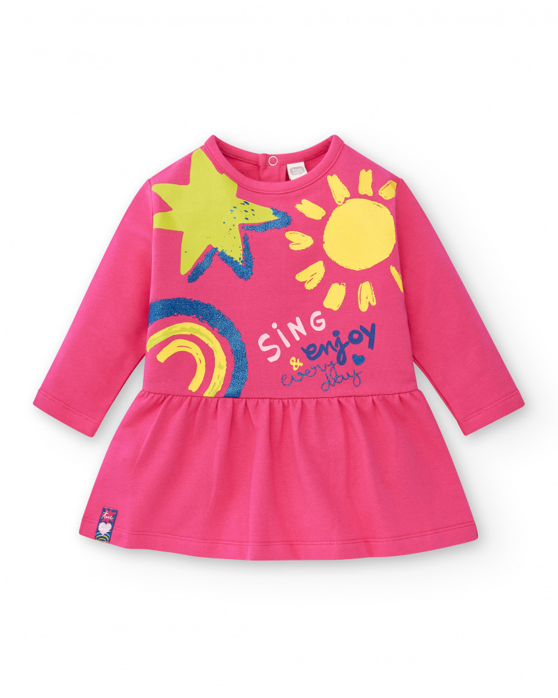 Abito rosa in maglia da bambina collezione Run Sing Jump