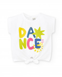 T-shirt bianca in maglia da bambina collezione Run Sing Jump