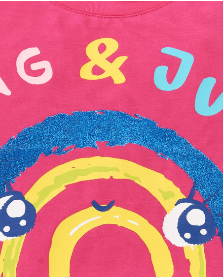 T-shirt rosa in maglia da bambina collezione Run Sing Jump