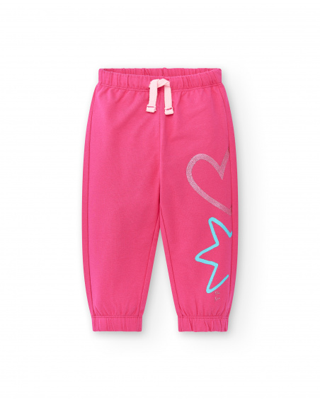 Pantaloni fucsia in peluche da bambina collezione Run Sing Jump