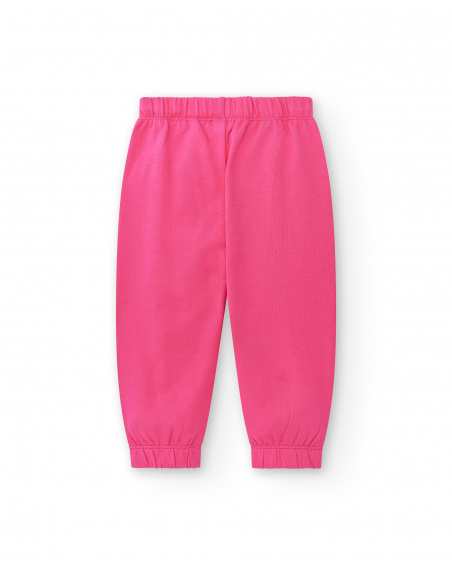 Pantaloni fucsia in peluche da bambina collezione Run Sing Jump