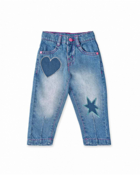 Pantaloni in denim blu da bambina collezione Run Sing Jump