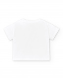 T-shirt bianca da bambino in maglia collezione Run Sing Jump