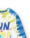 T-shirt lunga da bambino in maglia bianca collezione Run Sing