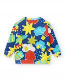 Felpa blu in peluche da bambino collezione Run Sing Jump