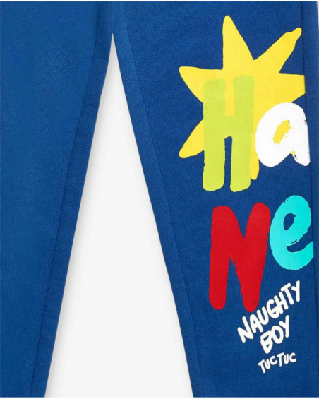 Pantaloni blu in peluche da bambino collezione Run Sing Jump