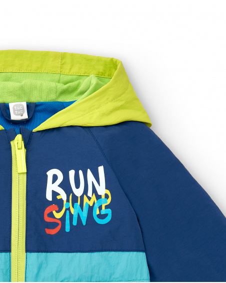 Giacca a vento verde blu da bambino collezione Run Sing Jump
