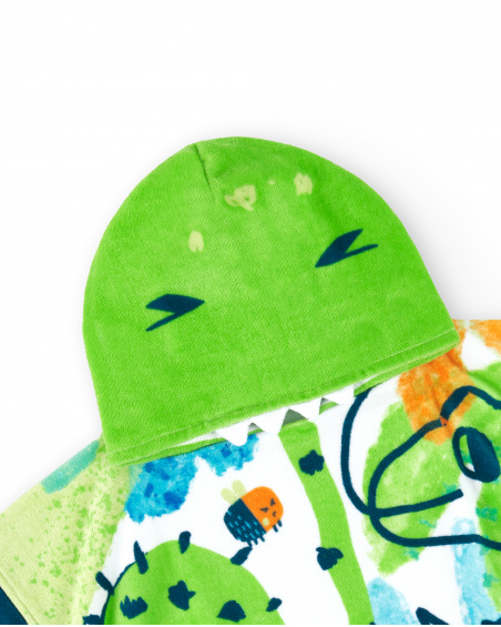 Asciugamano poncho verde da bambino collezione Tropadelic