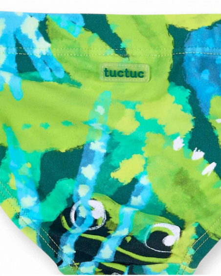 Costume da bagno slip verde da ragazzo collezione Tropadelic