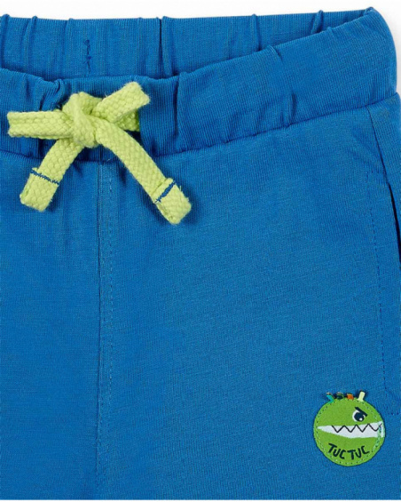 Bermuda da bambino in maglia blu collezione Tropadelic