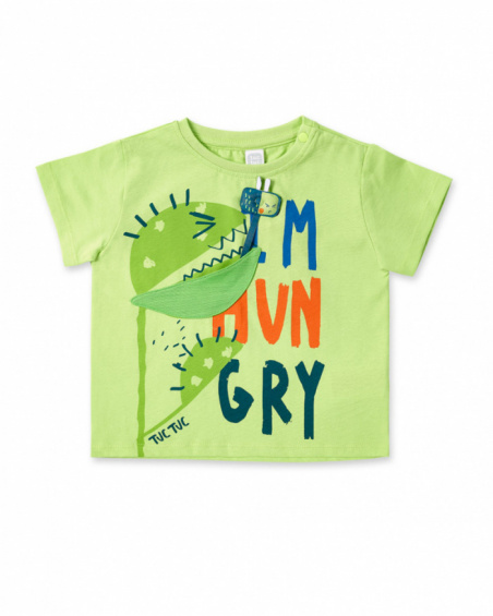 T-shirt verde in maglia da bambino collezione Tropadelic