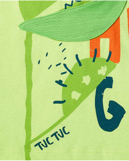 T-shirt verde in maglia da bambino collezione Tropadelic