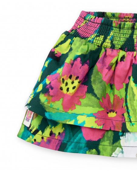 Gonna in popeline verde da bambina collezione Tropadelic