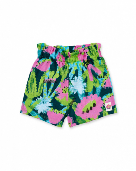 Shorts verdi in maglia da bambina collezione Tropadelic