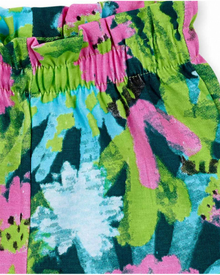 Shorts verdi in maglia da bambina collezione Tropadelic