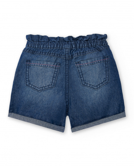 Shorts in denim blu da bambina collezione Tropadelic