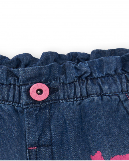 Shorts in denim blu da bambina collezione Tropadelic